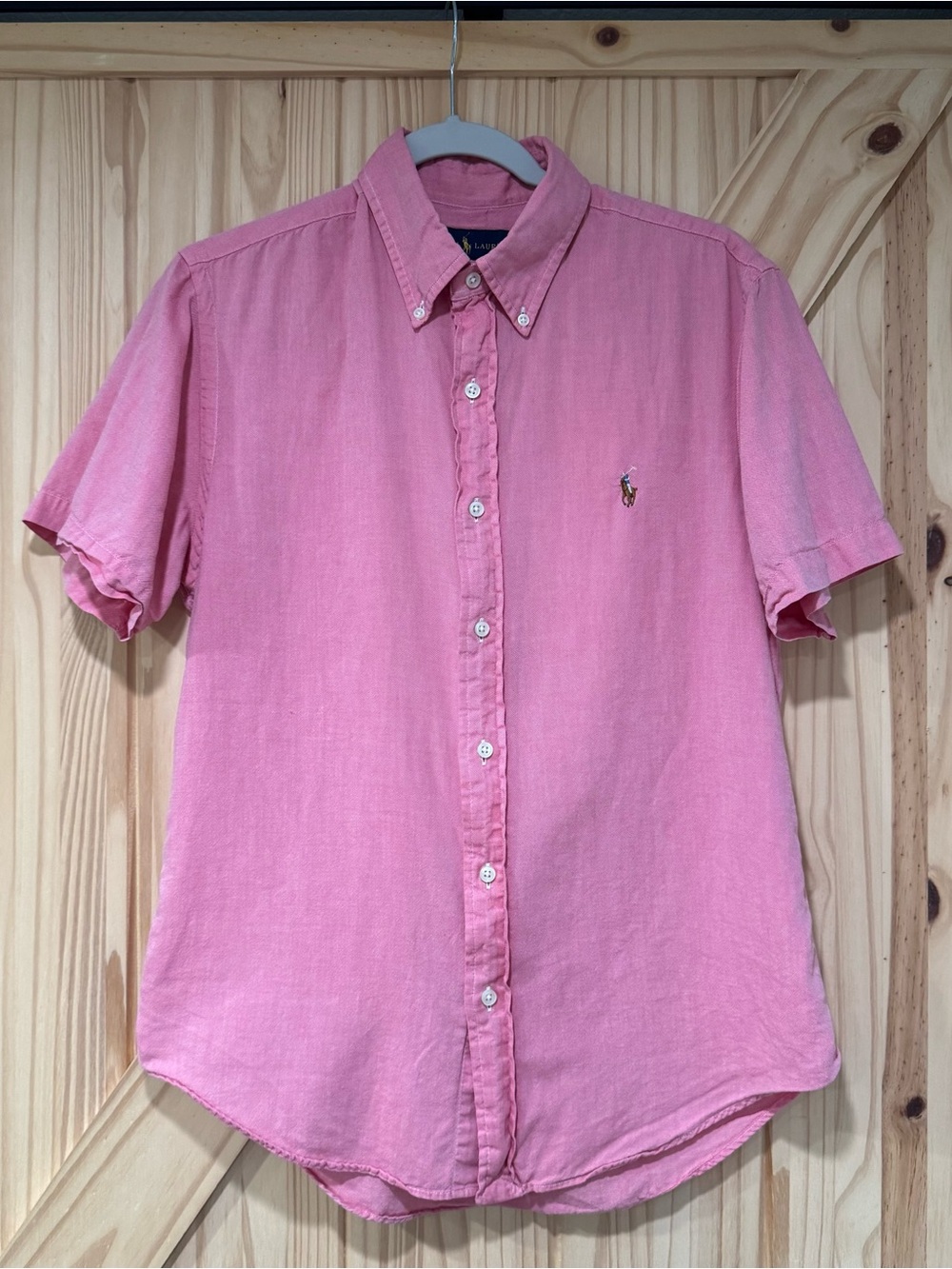 Ralph Lauren Men’s Slim Fit Chambray Oxford Button Up Shirt Pink Size Medium - Picture 2 of 8